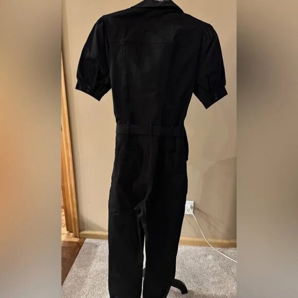 Mod X Black Puff Sleeve Button-Up Ankle Jogger Jumpsuit XS XSmall - Picture 3 of 9